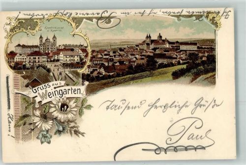Weingarten 1897 Klosterkirche u. Kaserne Ottmar Zieher