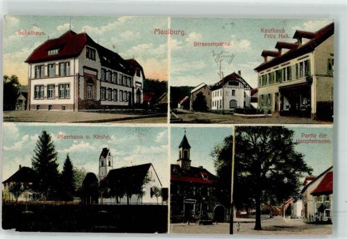 Maulburg Schulhaus Kaufhaus Heil Pfarrhaus Hauptstraße Litho