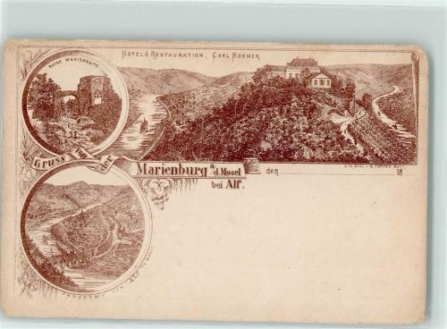 Marienburg 1894 Ruine Marienburg Hotel Restaurant Carl Boemer
