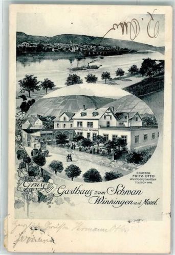 56333 W5406 Winningen , Mosel 1911 - Gasthaus zum Schwan Mosel