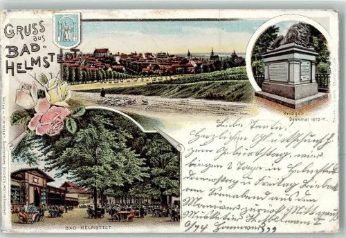 Bad Helmstedt 1901 Krieger-Denlmal Rosen Gartenwirtschaft