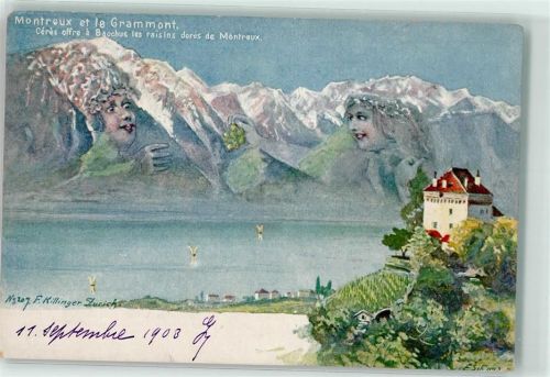Montreux sign Schlemo E. Grammont Berggesicht 1903 Künstlerkarte