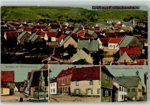 Frei-Laubersheim Röhrenbrunnen Rathaus Feldpost Rekruten-Depot Ers.-Batl. Reserve-Inft.-Regt. Nr 116