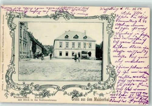 Wechselburg 1904 Muldenthal Gasthaus zum Löwen Marktplatz