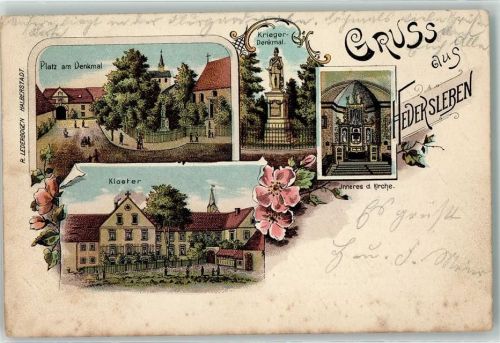 06458 O4326 Hedersleben b Aschersleben, Sachs-Anh - Kloster Kriegerdenkmal Denkmalsplatz