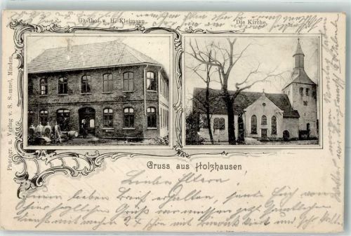 32423 W4950 Holzhausen 1902 - Gasthaus H. Kleinmann Kirche