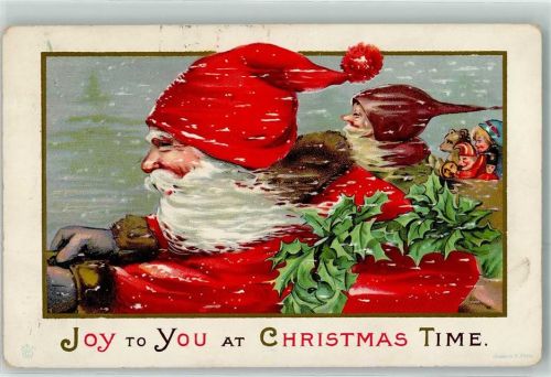 Series 68 A Merry Christmas Spielzeug Puppen AK Weihnachtsmann 1914 Prägedruck