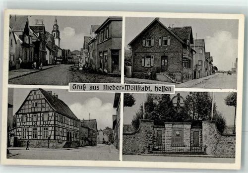 Nieder-Wöllstadt Kriegerdenkmal Straßenansichten Foto AK