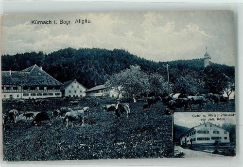 Kürnach 1919 Rinderweide Gutshaus Röck