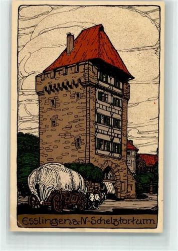 Esslingen Schmelztorturm Furwerk Planwagen Künstlersteindruck