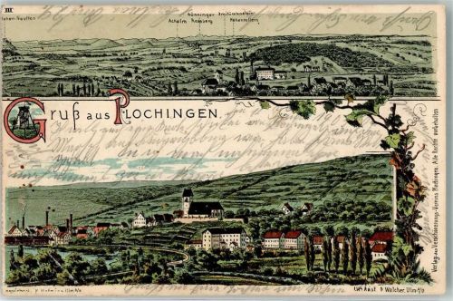 73207 W7310 Plochingen 1903 Lithographie Hohen Neuffen Achalm Rossberg Hohenzollern
