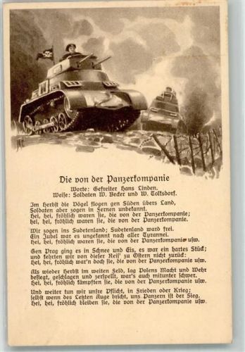 Text des Liedes Die von der Panzerkompanie von Linden Becker und Tolksdorf Verlag Robert Franke