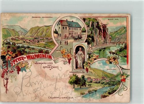 Walporzheim Marienthal Bunte Kuh Weintrauben Bahnpoststempel Zug 271