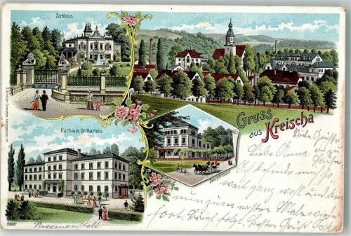 Kreischa 1902 Kurhaus Dr. Bartels Schloß Schloßpark
