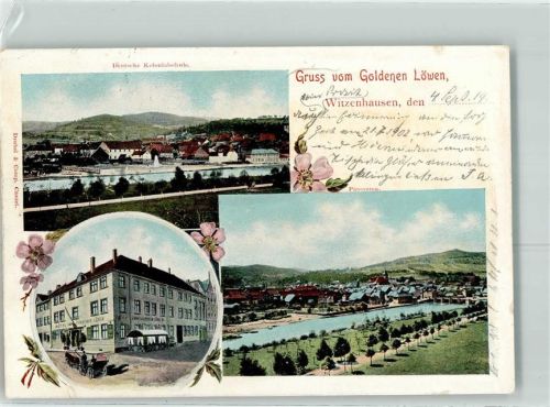 37213 W3430 Witzenhausen 1902 - Bahnpost Halle Cassel Zug 676 4.9.02 Gasthaus Goldener Löwe