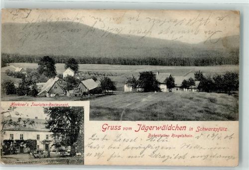 Ringelshain 1906 Schwarzpfütz Touristen Gasthaus Jägerwäldchen