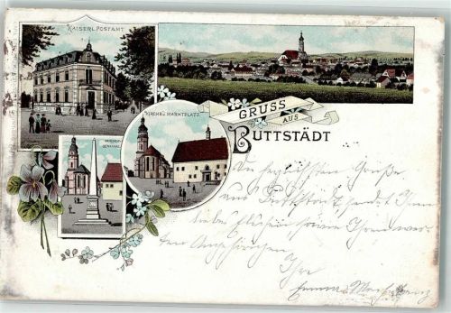 Buttstädt 1897 Kriegerdenkmal Kaiserl. Postamt Marktplatz