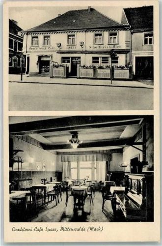 Mittenwalde Conditorei Cafe Sparr Schultheiss Bier Gastraum Klavier