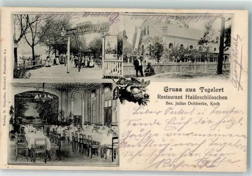 Tegelort 1901 Gasthaus Haideschlößchen Saal Gartenwirtschaft