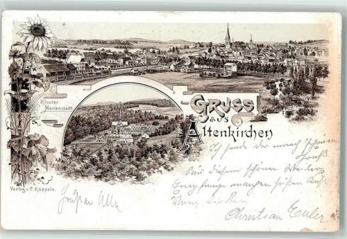 Altenkirchen 1899 Vorläufer Kloster Marienstatt Sonnenblume Bahnpost Köln-