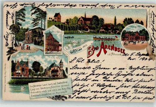 Arendsee 1904 Landw. Schule Schützenhaus Villa Gensen Villa Reip Kurhaus Klosterkirche