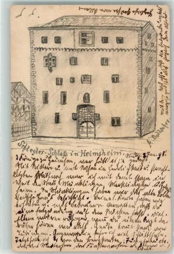 71296 W7258 Heimsheim 1898 - Schlegler Schloss handgemalt sign A. Bollacher Ganzsache