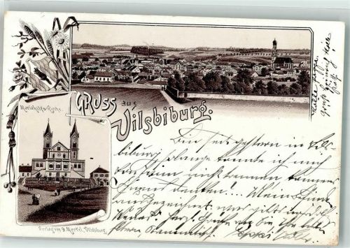84137 W8313 Vilsbiburg 1899 Lithographie Vorläufer Mariahilfs-Kirche