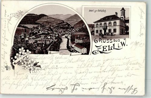 Zell 1895 Hotel Zum Bahnhof Bahnpost Basel - Zell im Wiesental Zug 544