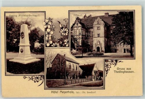 Thedinghausen 1909 Herzog Wilhem Denkmal Hotel Meyerholz Fr. Seedorf Erbhof