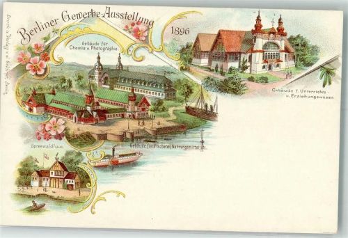Treptow 1896 Berliner Gewerbe-Ausstellung 1896 Gebäude f. Unterrichts- u. Erzihungswesen Spreewaldhaus