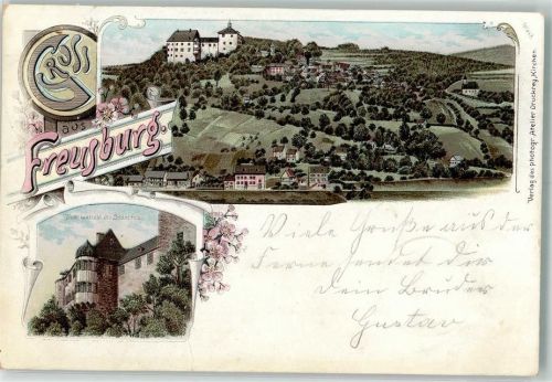 57548 W5242 Freusburg 1897 Lithographie Burg Freusburg