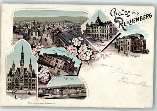 Liberec 1897 Rathaus Kaserne Turnhalle Theater K.k. Postamt