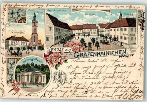 Gräfenhainichen 1897 Conditorei-Cafe Walther Paul Gerhardkapelle Marktplatz Gasthaus z. gold. Stern