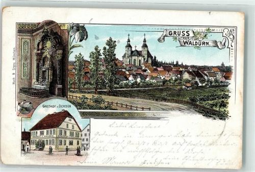 Walldürn 1898 Wallfahrtsbasilika St. Georg Gasthaus zum Ochsen