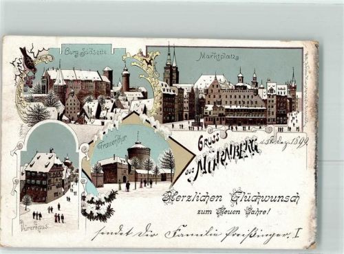 Nürnberg Burg Marktplatz Dürerhaus Frauentor Glückwunsch Neujahr