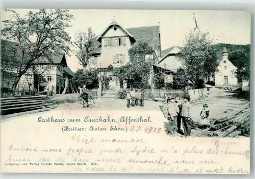 Walting 1900 Gasthaus zum Auerhahn Fahrrad Affenthal