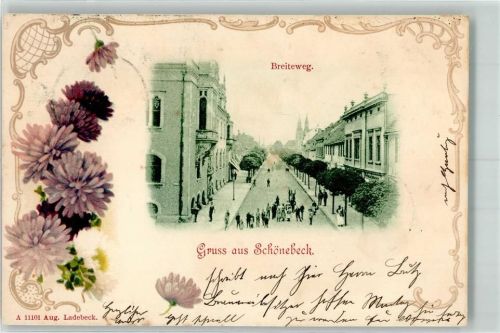 Schönebeck 1901 Breiteweg Passepartout Jugendstil