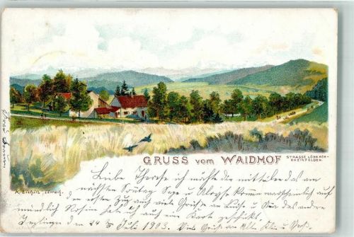 Stetten 1903 Gasthaus Waldhof Straße Lörrach Rheinfelden sign. K. Eichin Ort lt. Stempel