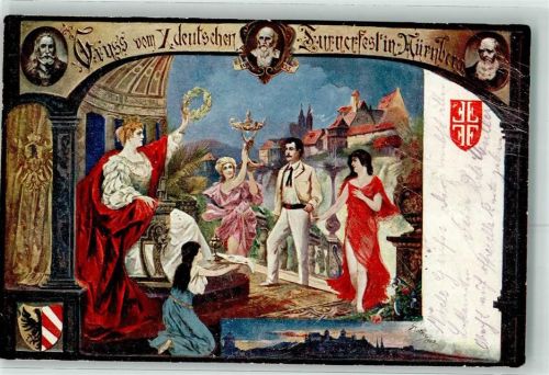 W8500 Nürnberg X. Deutsches Turnfest Privatganzsache Gebrauchsspuren