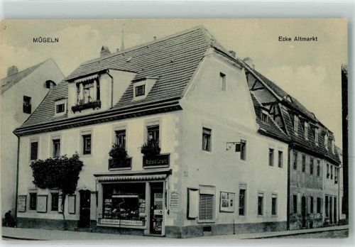 04769 O7263 Mügeln b Oschatz - Ecke altmarkt Geschäft Richard Lorenz Emailleschild