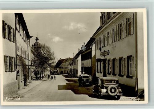 Rosenfeld 1938 Autos und Strasse im Ort AK