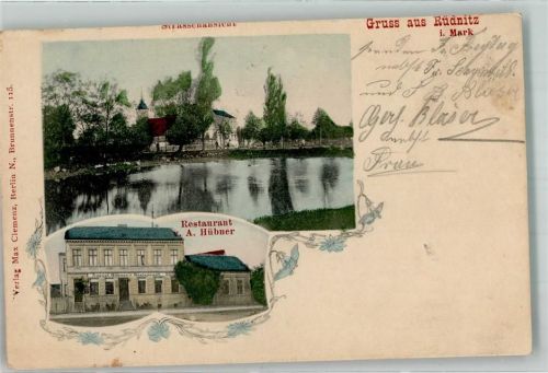 Rüdnitz 1906 Gasthaus Hübner Dorfteich