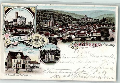 Kransberg 1899 Discher-Stiftung Gasthaus zur Burg Cransberg Schloß