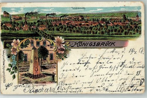 Königsbrück 1906 Kriegerdenkmal Lithographie
