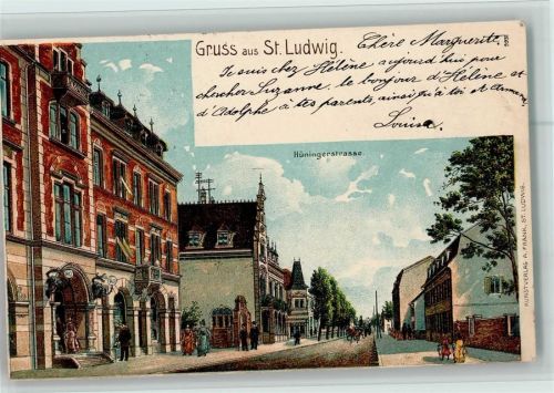 68300 Saint-Louis Lithographie Hüningerstraße