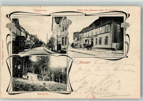 Aerzen 1905 Haupstraße Gasthaus zum goldenen Engel Waldquelle