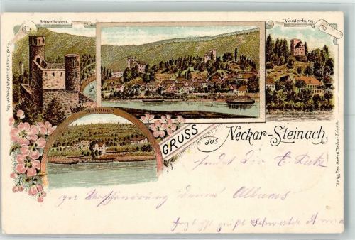 Neckarsteinach 1902 Burg Schwalbennest Bahnhof Vorderburg Neckar