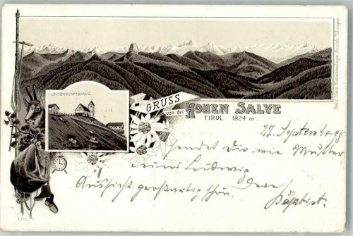 6330 Kufstein 1898 Lithographie Unterkunftshaus Hohen Salve