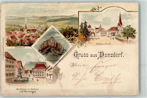 Donzdorf 1898 Schloss Kirche Scharfenschloss Marktplatz Rathaus Messelberg
