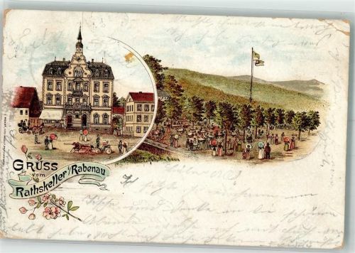 Rabenau Gasthaus Ratskeller Gartenwirtschaft Lithographie